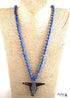 Boho Necklace, RH Antique Horn Crystal Lava Stone